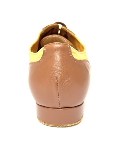 Scarpe da ballo uomo ballo da sala liscio latino caraibico tango articolo 870M pelle marrone beige suola bufalo tacco 20