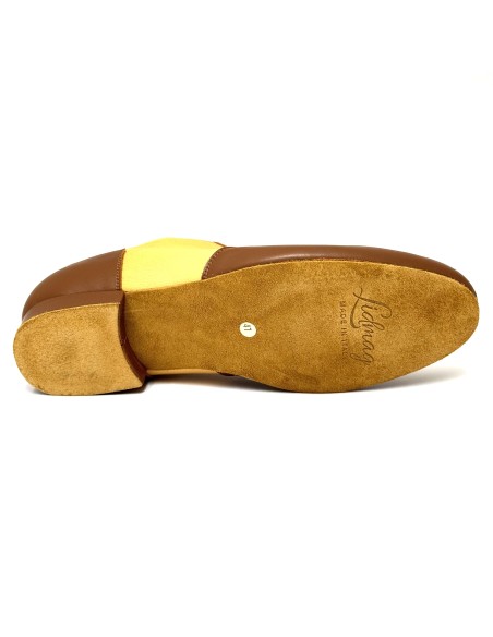 Scarpe da ballo uomo ballo da sala liscio latino caraibico tango articolo 870M pelle marrone beige suola bufalo tacco 20