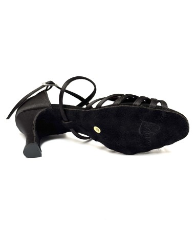 Scarpe da ballo donna latino americano caraibici salsa bachata articolo 205 raso nero suola bufalo tacco 70