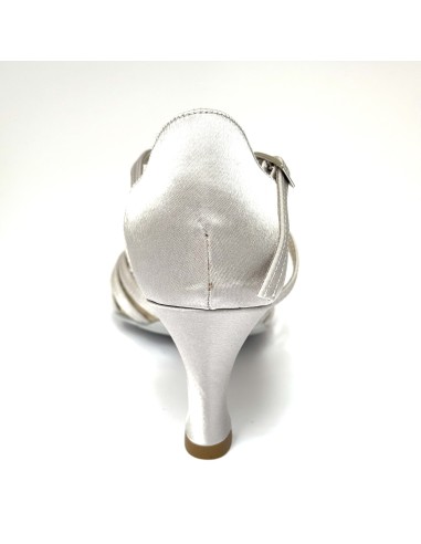 Scarpa da ballo donna latino americano caraibici salsa bachata articolo 205 raso argento suola bufalo tacco 70 rocchetto