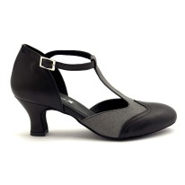 Scarpe da ballo donna ballo da sala liscio latino tango articolo 413 pelle nera tessuto canna di fucile suole bufalo tacco 50