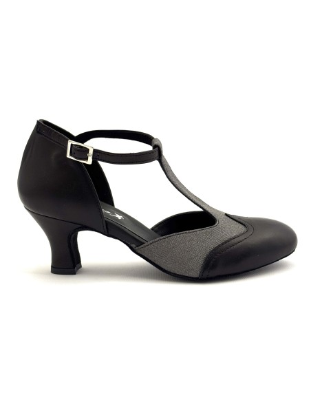 Scarpe da ballo donna ballo da sala liscio latino tango articolo 413 pelle nera tessuto canna di fucile suole bufalo tacco 50
