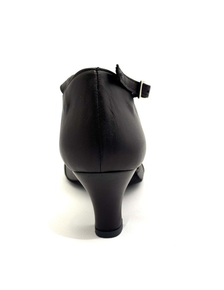 Scarpe da ballo donna ballo da sala liscio latino tango articolo 413 pelle nera tessuto canna di fucile suole bufalo tacco 50