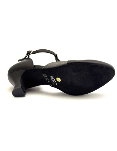 Scarpe da ballo donna ballo da sala liscio latino tango articolo 413 pelle nera tessuto canna di fucile suole bufalo tacco 50