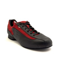 Scarpe da ballo uomo salsa bachata tango ballo da sala articolo SNEAKERSNR pelle nero camoscio rosso suola bufalo tacco 20 2
