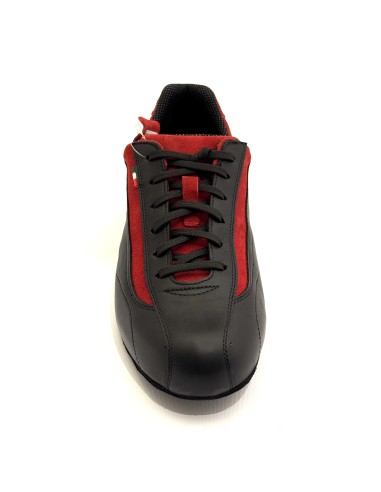 Scarpe da ballo uomo salsa bachata tango ballo da sala articolo SNEAKERSNR pelle nero camoscio rosso suola bufalo tacco 20