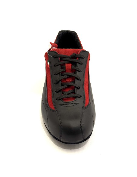 Scarpe da ballo uomo salsa bachata tango ballo da sala articolo SNEAKERSNR pelle nero camoscio rosso suola bufalo tacco 20
