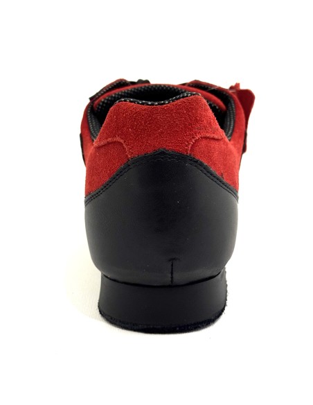 Scarpe da ballo uomo salsa bachata tango ballo da sala articolo SNEAKERSNR pelle nero camoscio rosso suola bufalo tacco 20
