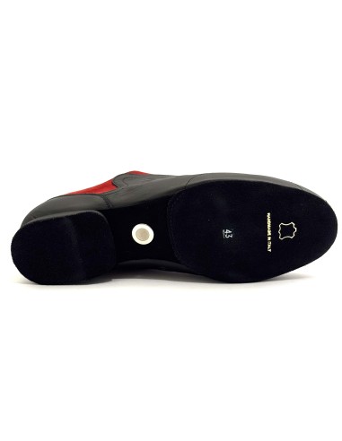 Scarpe da ballo uomo salsa bachata tango ballo da sala articolo SNEAKERSNR pelle nero camoscio rosso suola bufalo tacco 20