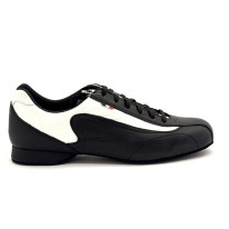 Scarpe da ballo uomo latino tango salsa bachata articolo SNEAKERSNB pelle nero bianco suola bufalo tacco 20