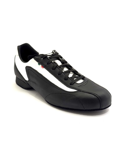Scarpe da ballo uomo latino tango salsa bachata articolo SNEAKERSNB pelle nero bianco suola bufalo tacco 20