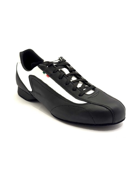 Scarpe da ballo uomo latino tango salsa bachata articolo SNEAKERSNB pelle nero bianco suola bufalo tacco 20