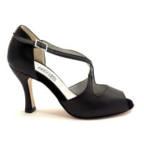 Scarpa da ballo donna latino americano caraibici salsa bachata ballo da sala tango articolo 2136 pelle nero suola cuoio tacco 90