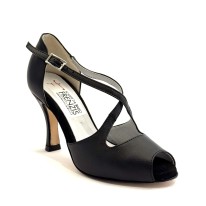 Scarpa da ballo donna latino americano caraibici salsa bachata ballo da sala tango articolo 2136 pelle nero suola cuoio tacco 90 2