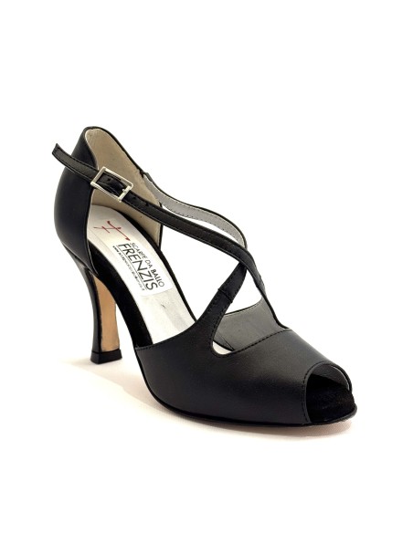 Scarpa da ballo donna latino americano caraibici salsa bachata ballo da sala tango articolo 2136 pelle nero suola cuoio tacco 90
