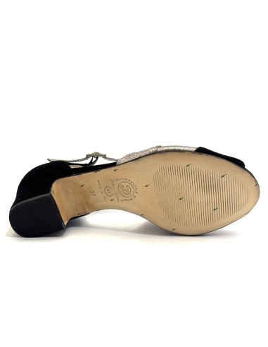 Scarpa da ballo donna latino caraibici salsa bachata articolo 2406 camoscio nero glitter arcobaleno suola cuoio tacco 40