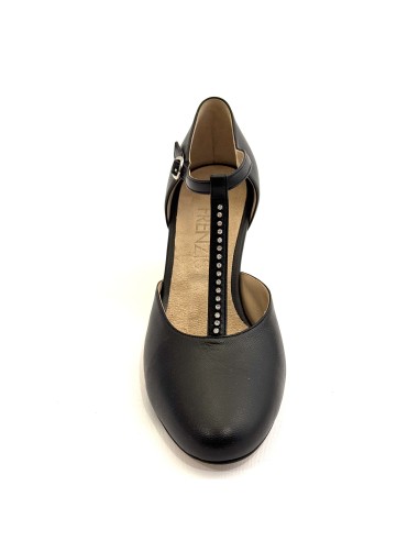 Scarpe da ballo donna ballo da sala liscio latino tango articolo 108S pelle nero strass suola cuoio tacco 50