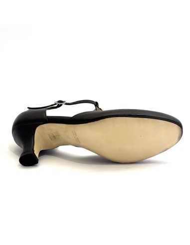 Scarpe da ballo donna ballo da sala liscio latino tango articolo 108S pelle nero strass suola cuoio tacco 50