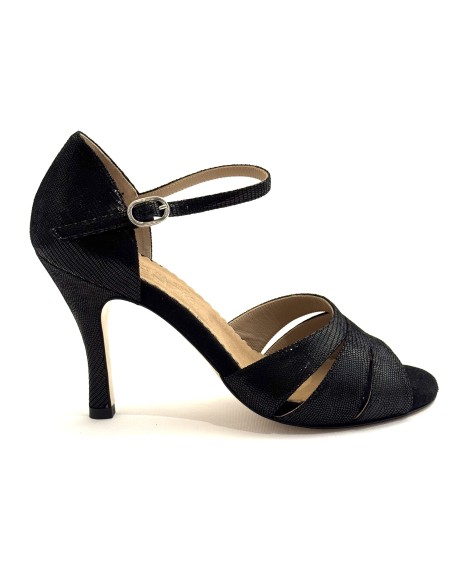 Scarpa da ballo donna tango argentino latino ballo da sala articolo 449 nabuk stampato nero suola cuoio tacco 90