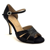 Scarpa da ballo donna tango argentino latino ballo da sala articolo 449 nabuk stampato nero suola cuoio tacco 90 2