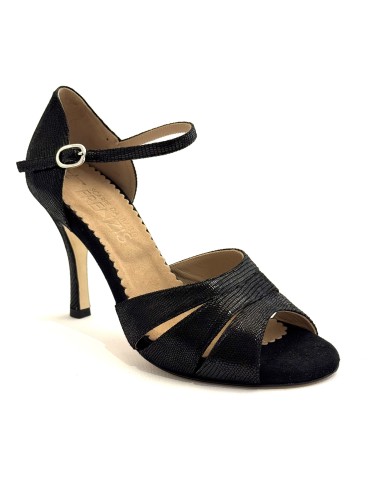 Scarpa da ballo donna tango argentino latino ballo da sala articolo 449 nabuk stampato nero suola cuoio tacco 90