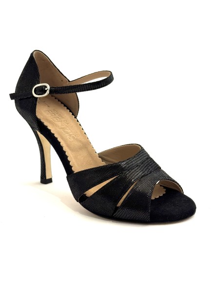 Scarpa da ballo donna tango argentino latino ballo da sala articolo 449 nabuk stampato nero suola cuoio tacco 90