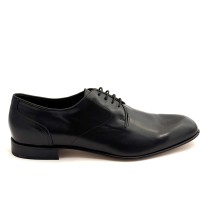 Scarpe da uomo elegante articolo 1175 pelle nera suola cuoio tacco 25