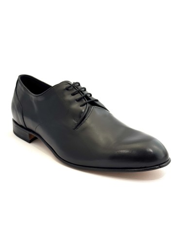 Scarpe da uomo elegante articolo 1175 pelle nera suola cuoio tacco 25