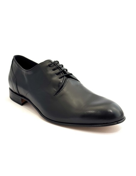 Scarpe da uomo elegante articolo 1175 pelle nera suola cuoio tacco 25