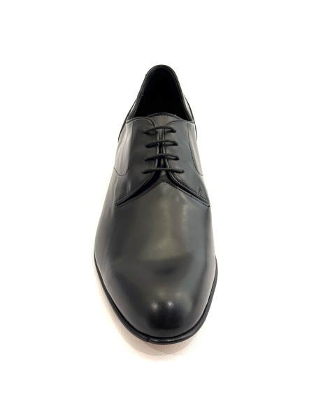 Scarpe da uomo elegante articolo 1175 pelle nera suola cuoio tacco 25