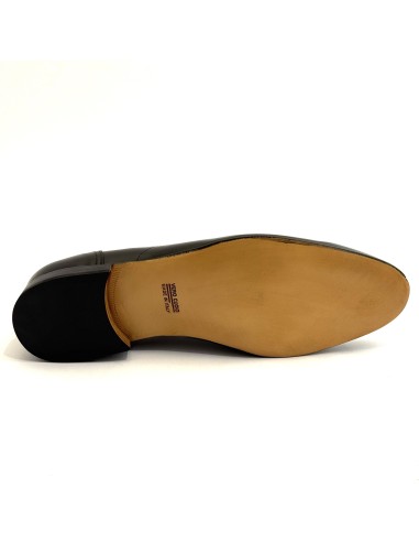 Scarpe da uomo elegante articolo 1175 pelle nera suola cuoio tacco 25
