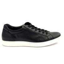 Sneaker casual uomo articolo SPENCER pelle nera suola gomma bianca
