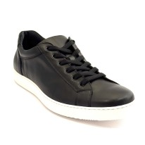 Sneaker casual uomo articolo SPENCER pelle nera suola gomma bianca 2