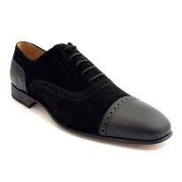 Scarpe da uomo elegante articolo 1600 camoscio nero pelle nera suola cuoio tacco 25 2