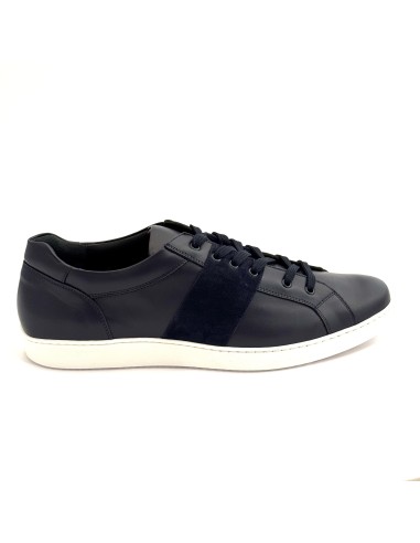 Sneaker casual uomo articolo 1281 pelle blu camoscio blu suola gomma bianca