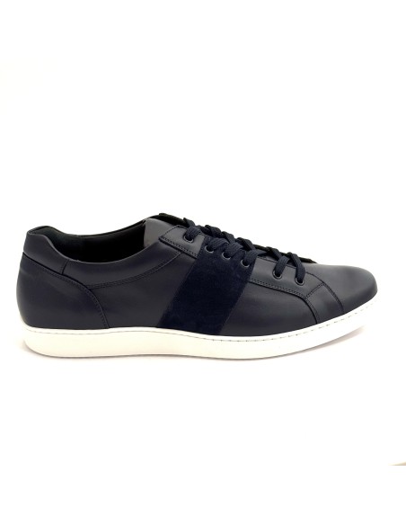 Sneaker casual uomo articolo 1281 pelle blu camoscio blu suola gomma bianca