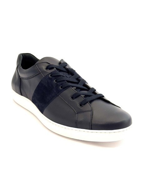 Sneaker casual uomo articolo 1281 pelle blu camoscio blu suola gomma bianca