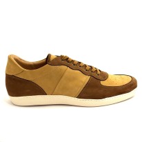 Sneaker casual uomo articolo ATREUS1 nabuk marrone beige suola gomma